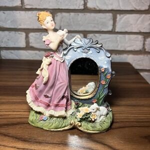 Vintage Victorian Lady With Mirror Figurine